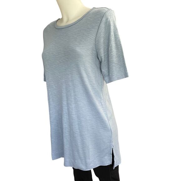 J.JILL PIMA COTTON SLUB TUNIC TOP ROBIN’s Egg Blue round neck short sleeve sz S - Picture 3 of 9